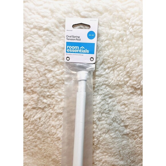 Oval Spring Tension Adjustable Curtain Rod 48”-84" Room Essentials - White - New - Picture 3 of 5